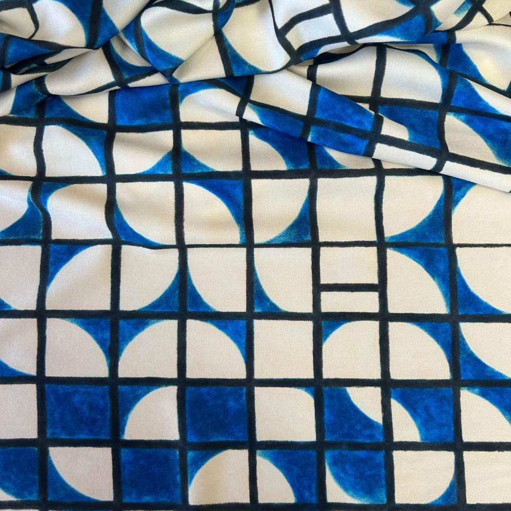 Tecido Estampado Crepe Elise - Geométricos Cascais