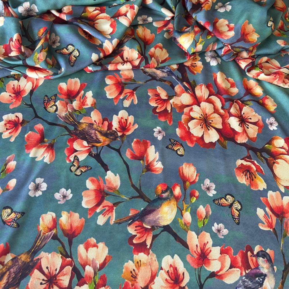 Tecido Estampado Crepe Elise - Pintura Floral