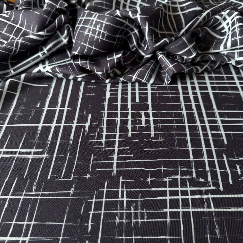 Tecido Estampado Crepe Elise - Riscado Azul