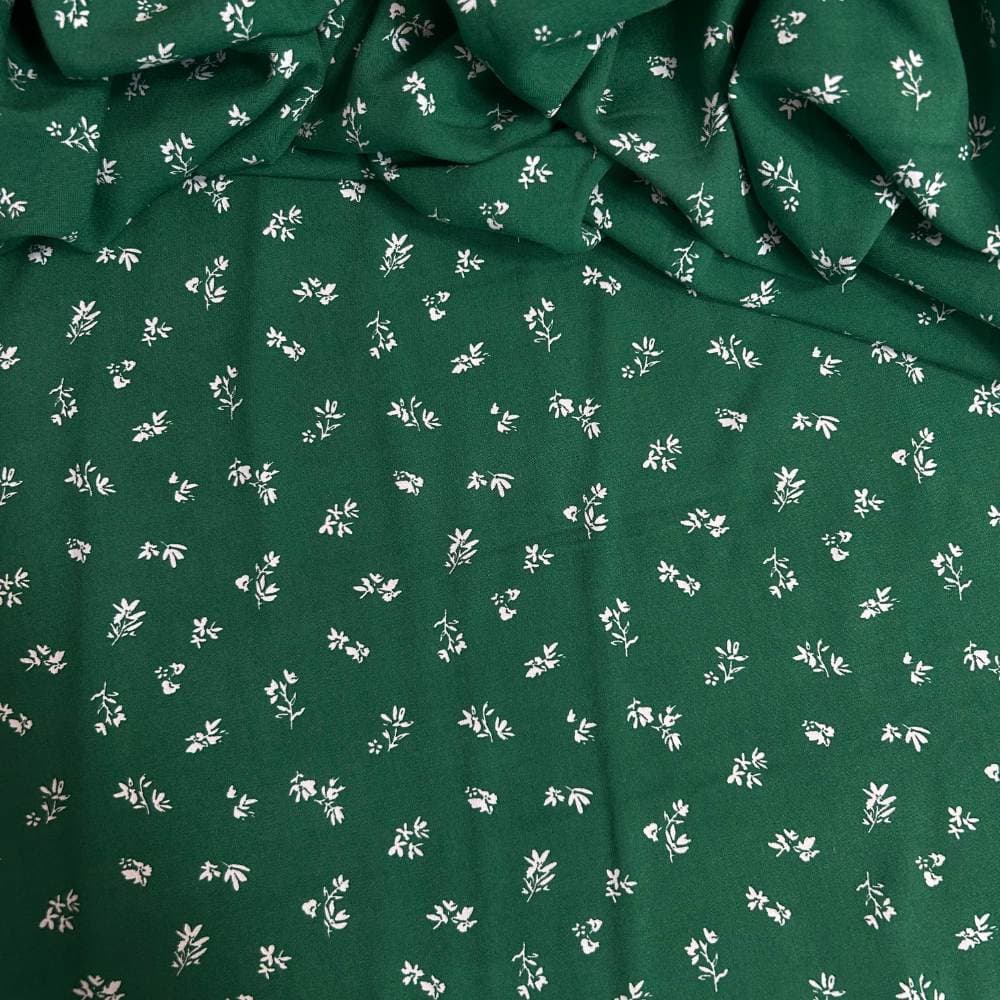 Tecido Estampado 100% Viscose - Flores Miúdas Verde
