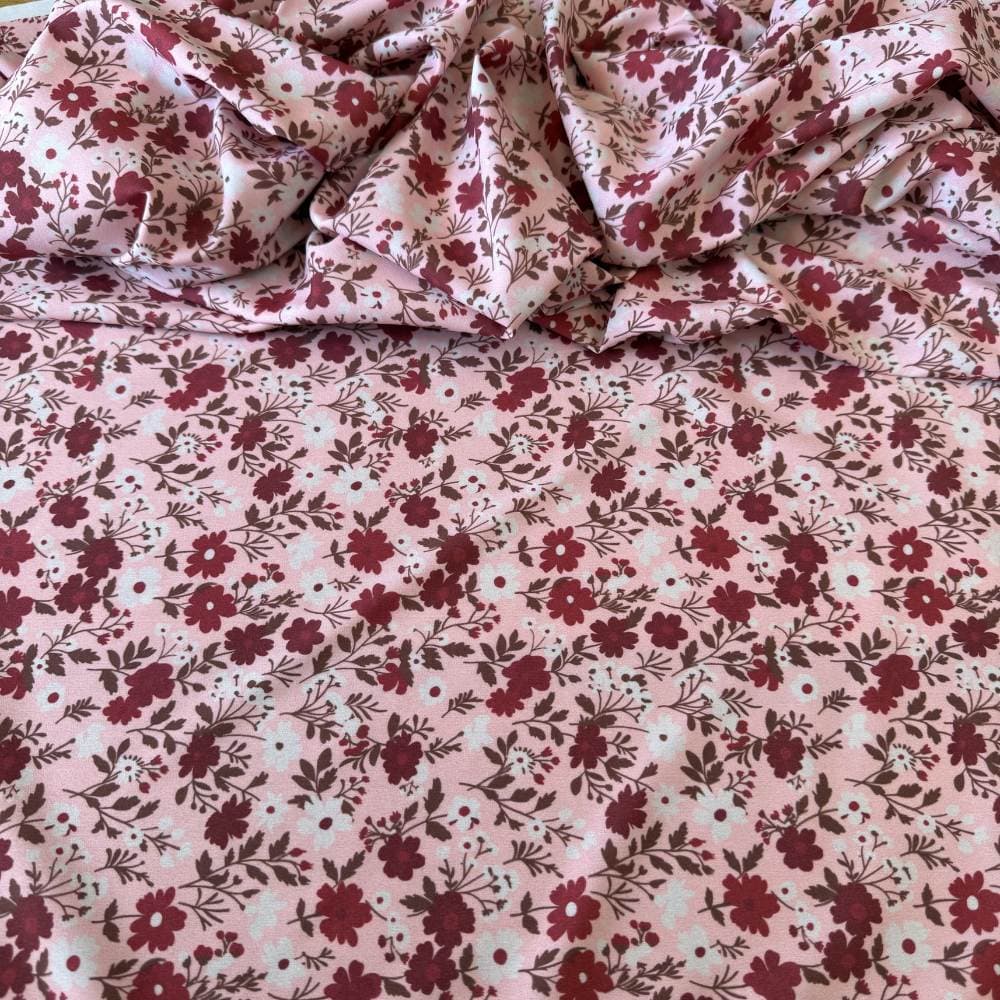 Tecido Estampado Viscoseda - Floral Rosas - Atacado