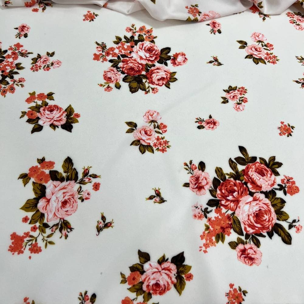 Tecido Estampado Viscoseda rosas terracota - Atacado