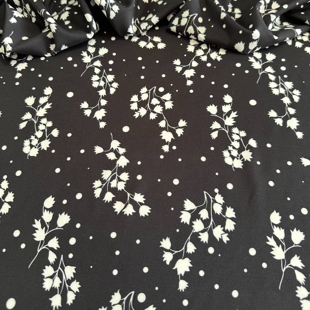 Tecido Estampado Viscoseda flores black2 - Atacado