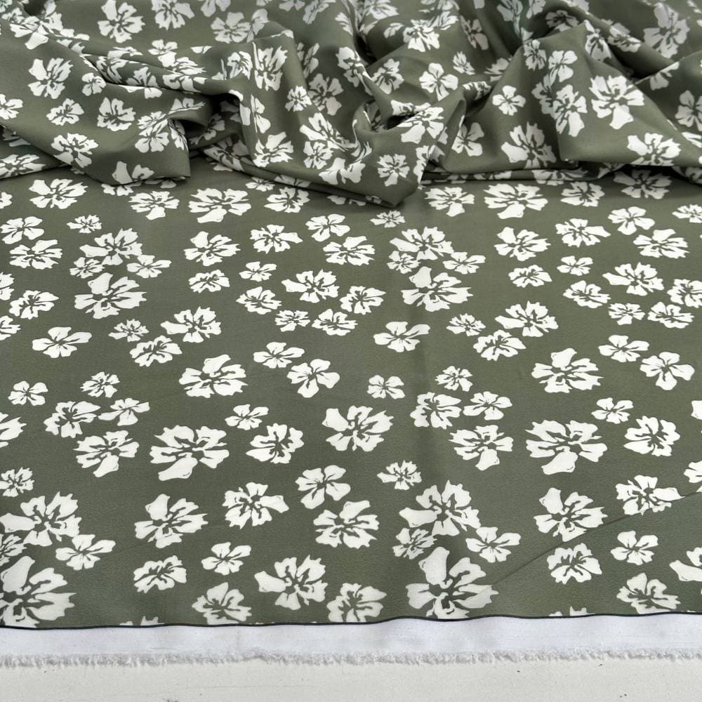 Tecido Estampado Viscoseda flores olivia - Atacado