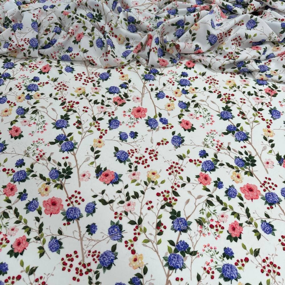 Tecido Estampado Viscoseda floral mini rosas  - Atacado