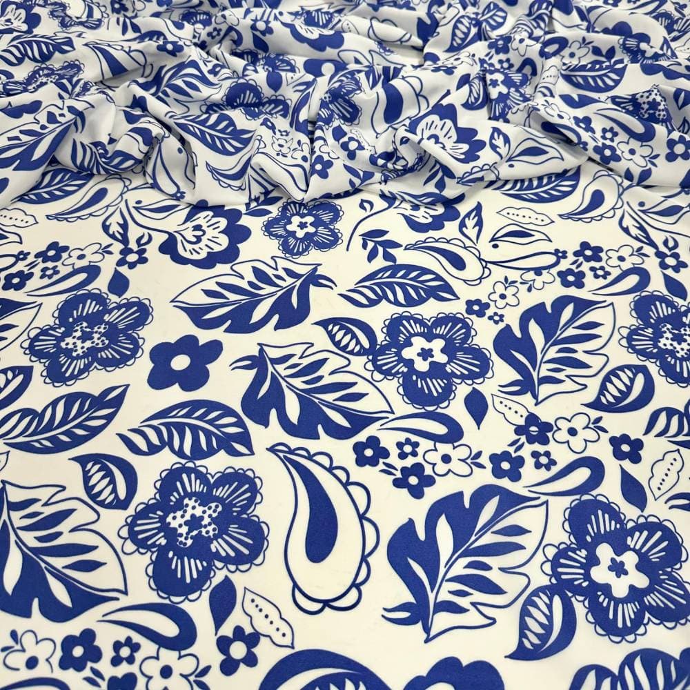 Tecido Estampado Viscoseda flores e caxemira - Atacado