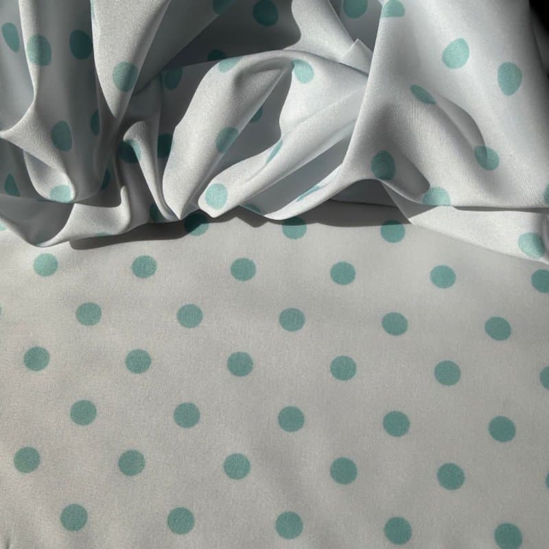 Tecido Estampado Viscoseda POA - Branco&Azul Turquesa