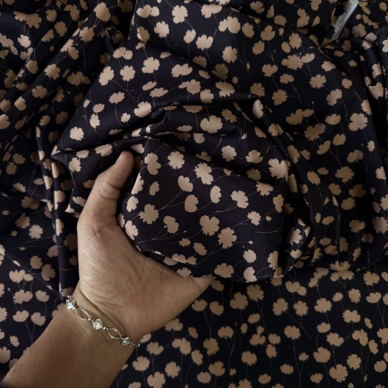 Tecido Estampado Viscoseda Floral Liberty Preto