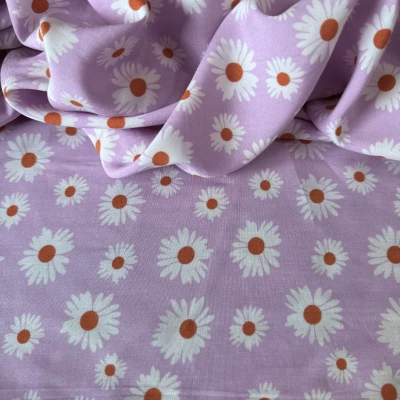 Tecido Estampado 100% Viscose - Margaridas LilÃÂÃÂÃÂÃÂÃÂÃÂÃÂÃÂ¡s