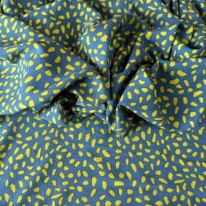Tecido Estampado 100% Viscose - Verde Folha e Azul