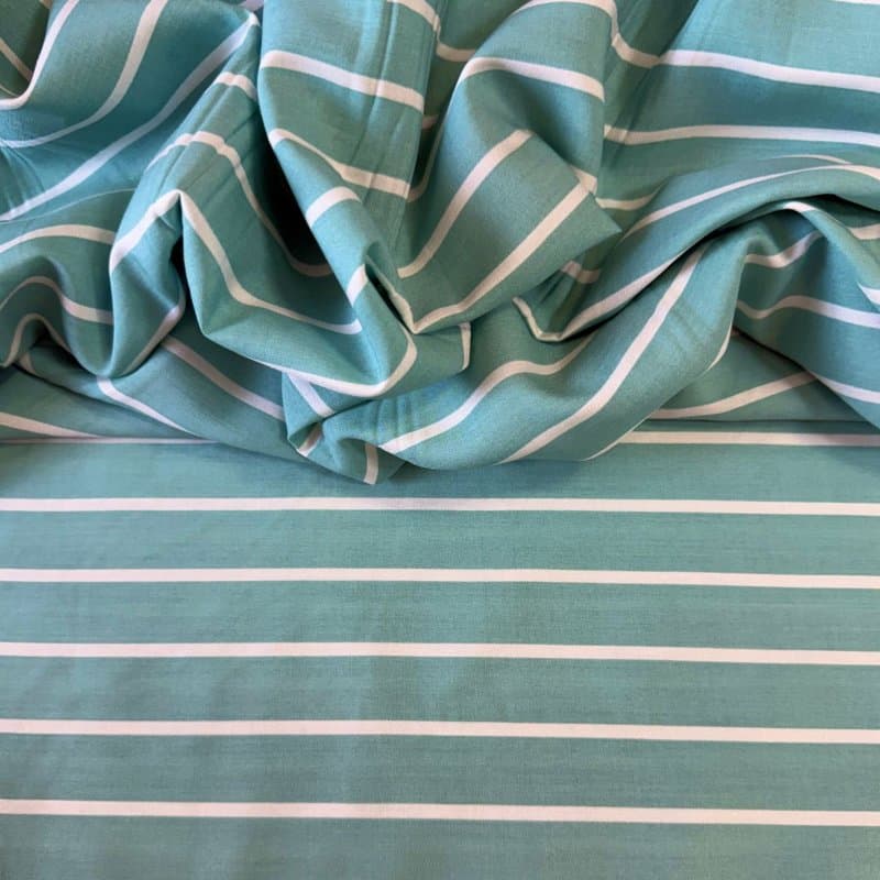 Tecido Viscose 100% - Listras Verde Agua LIVE 