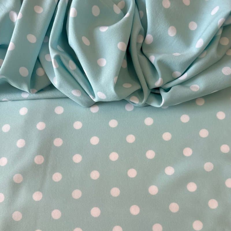 Tecido Estampado Viscoseda POA - Azul Turquesa&Branco