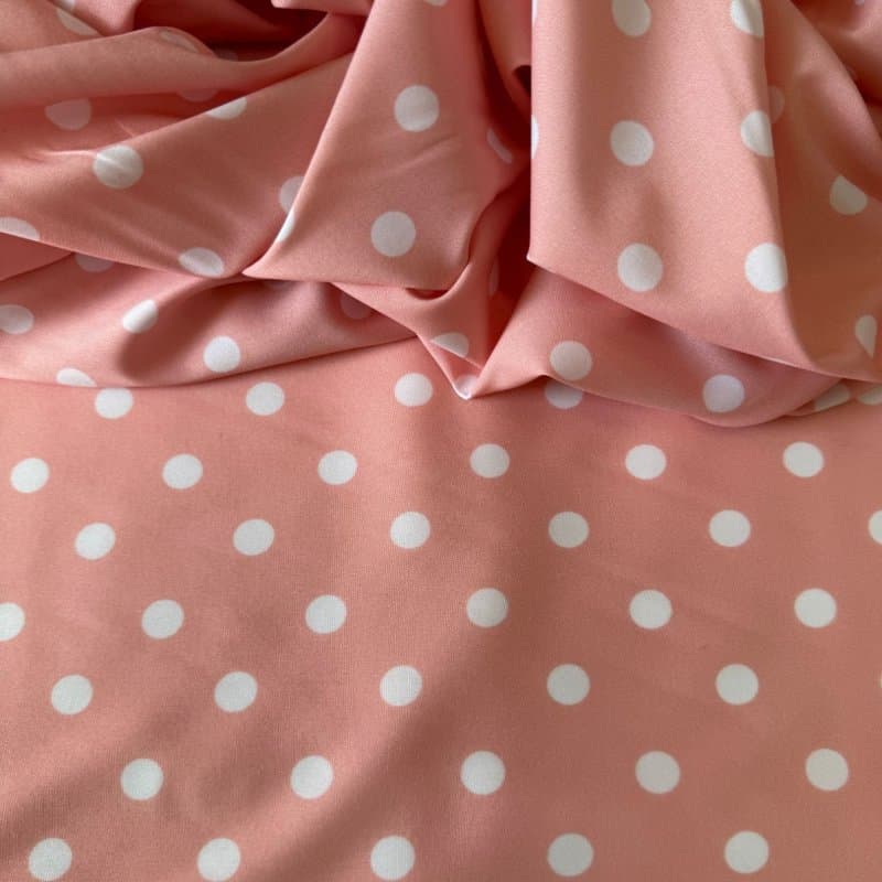 Tecido Estampado Viscoseda POA - Salmão Coral&Branco Atacado 