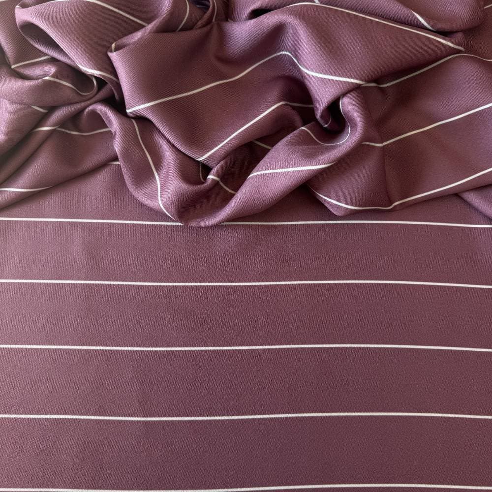 Tecido Estampado Crepe Elise - Listrado Malva Queimado