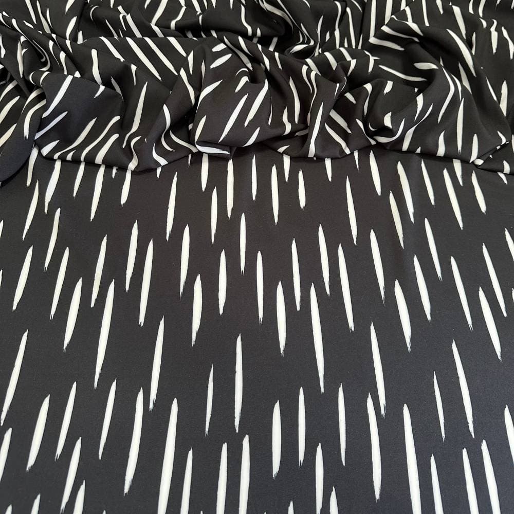 Tecido Estampado Viscoseda P&B chuviscos - Atacado