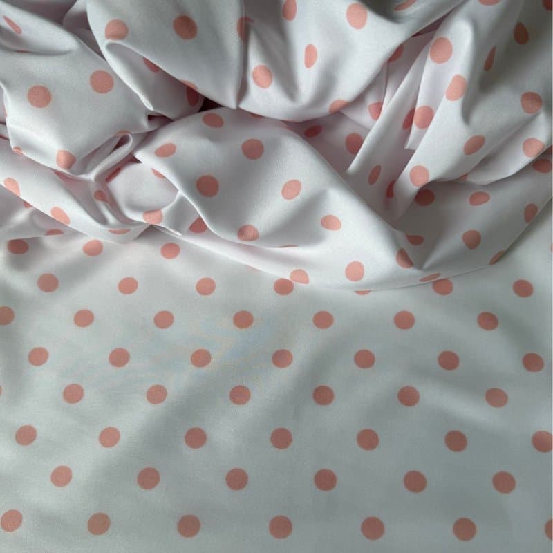 Tecido Estampado Viscoseda POA - Branco&Salmão Coral Atacado
