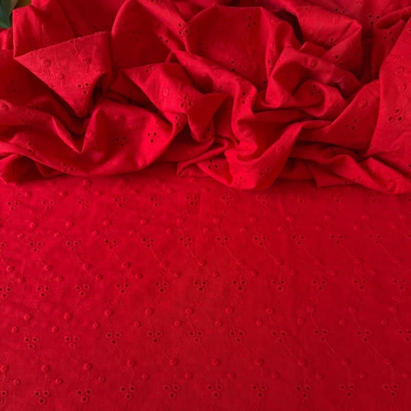 Tecido Laise de Algodão Bordado - Liberty Vermelho