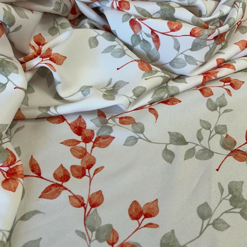 Tecido Crepe Elise - Folhas de Outono Tecido Crepe Elise - Folhas de Outono