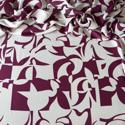 Tecido Estampado Crepe Elise - Abstrato Marsala Tecido Estampado Crepe Elise - Abstrato Marsala