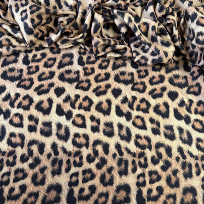 Tecido Estampado Crepe Elise - Animal Print Onça