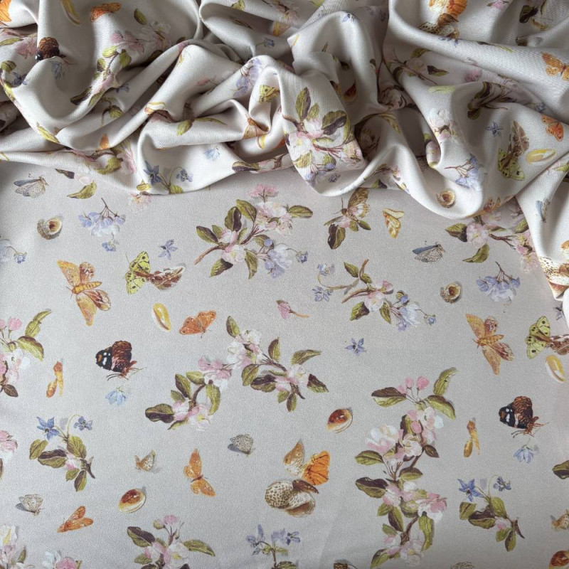 Tecido Estampado Crepe Elise - Borboletas Clássico Delicado - Atacado Tecido Estampado Crepe Elise - Borboletas Clássico Delicado - Atacado