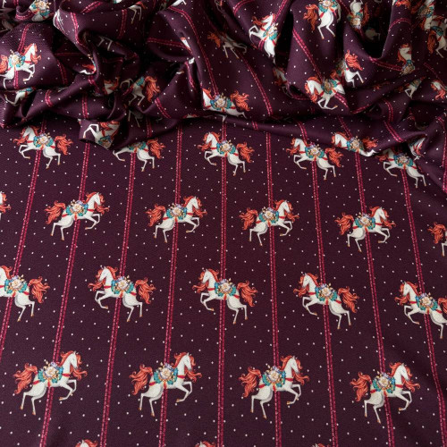 Tecido Estampado Crepe Elise - Carrossel Encantado