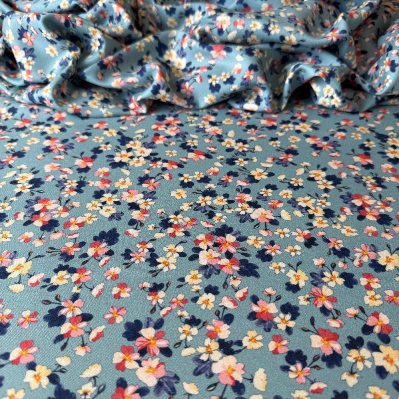 Tecido Estampado Crepe Elise - Floral Primavera Delicada