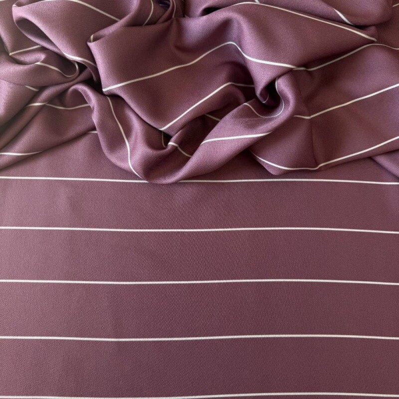 Tecido Estampado Crepe Elise - Listrado Malva Queimado