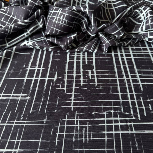 Tecido Estampado Crepe Elise - Riscado Azul