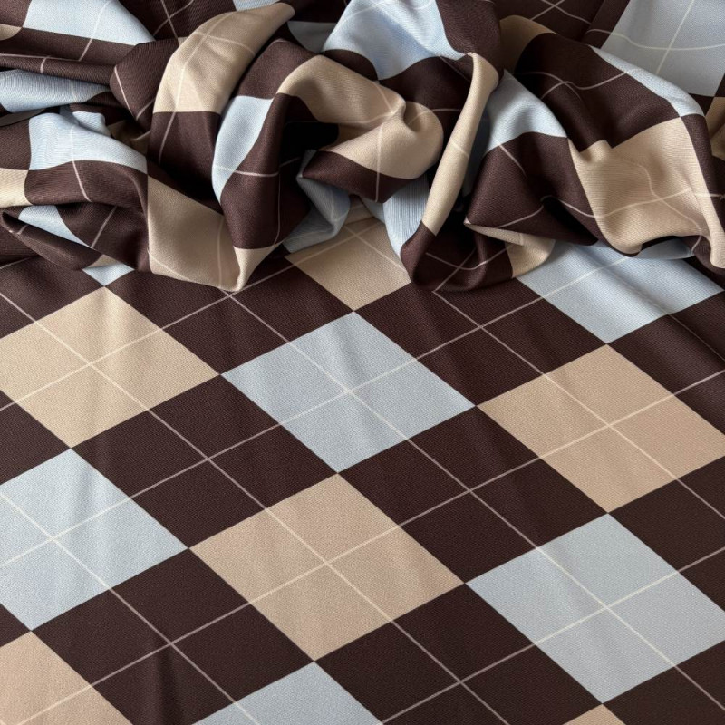 Tecido Estampado Crepe Elise - Xadrex Elegante