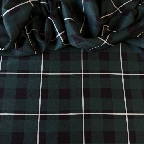 Tecido Estampado Crepe Elise - Xadrez Verde
