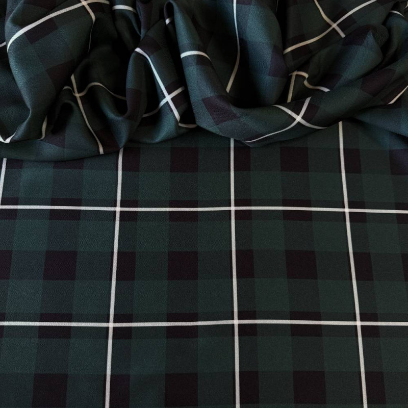 Tecido Estampado Viscoseda Xadrez Verde - Atacado