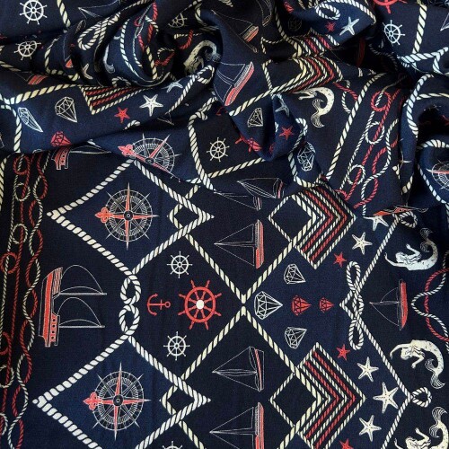  Tecido Estampado 100% Viscose Auto Mar