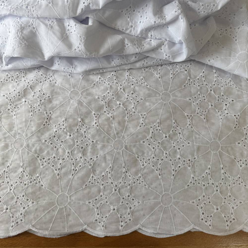 Tecido Lese de Algodão Bordado - Branco