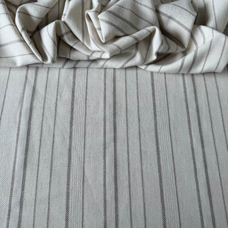 Tecido Linho com Algodão Gales - Listrado Marrom