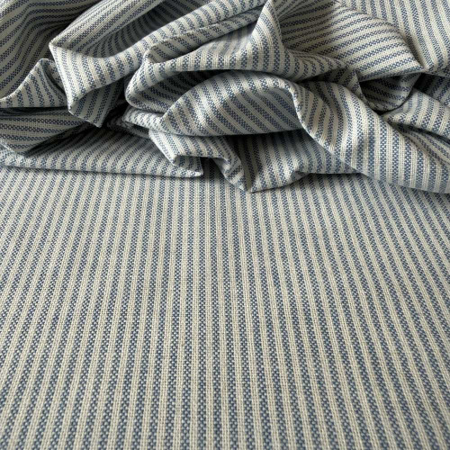 Tecido Linho com Algodão Gales - Risca de Gis Azul