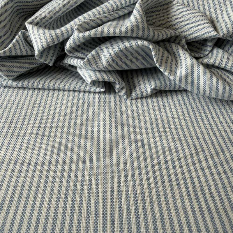 Tecido Linho com Algodão Gales - Risca de Gis Azul