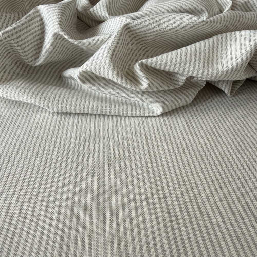 Tecido Linho com Algodão Gales - Risca de Gis Cinza