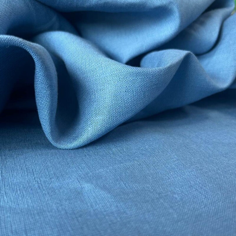 Tecido Linho Puro para Alfaiataria Azul Jeans - 100% Linho