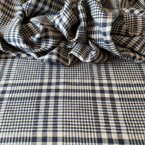 Tecido Linho Puro para Alfaiataria Xadrez - 100% Linho