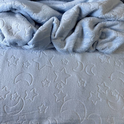 Tecido UltraSoft Relevo - Noite Estrelada Azul Bebê