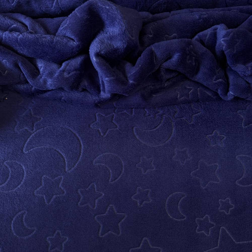 Tecido UltraSoft Relevo - Noite Estrelada Azul Escuro