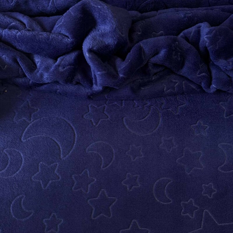 Tecido UltraSoft Relevo - Noite Estrelada Azul Escuro