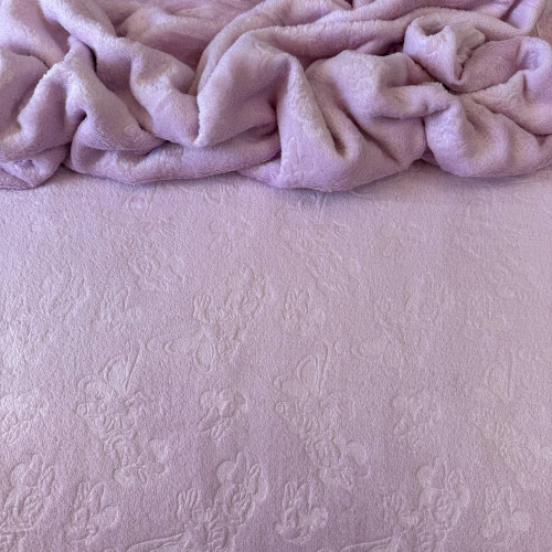 Tecido UltraSoft Relevo - Personagem Minnie Rosa Bebê