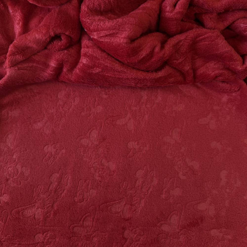 Tecido UltraSoft Relevo - Personagem Minnie Vermelho