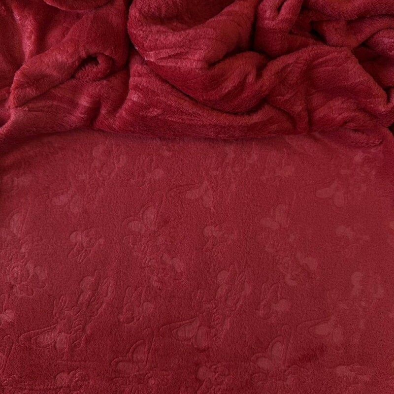Tecido UltraSoft Relevo - Personagem Minnie Vermelho