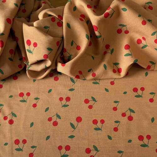 Tecido Estampado 100% Viscose - Cherry Carmel Tecido Estampado 100% Viscose - Cherry Carmel