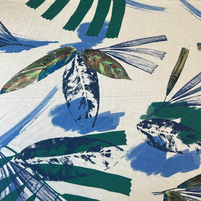Tecido Estampado 100% Viscose - Folhas Escoteiro