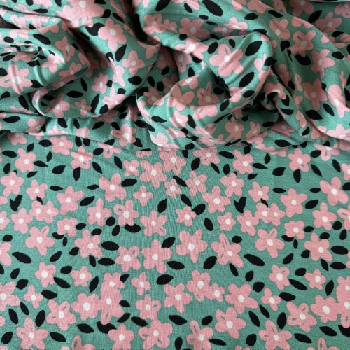 Tecido Estampado 100% Viscose - Liberty Flor Rosa Chiclete Tecido Estampado 100% Viscose - Liberty Flor Rosa Chiclete