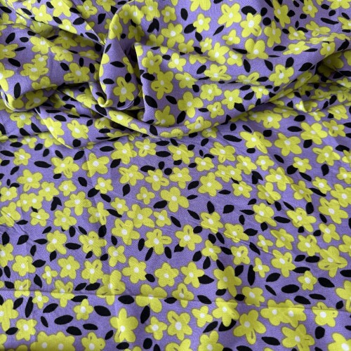 Tecido Estampado 100% Viscose - Liberty Flor Roxo e Verde Tecido Estampado 100% Viscose - Liberty Flor Roxo e Verde